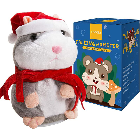 FVO - Eocolz Talking Hamster Repeats What You Say Mimicry Pet Plush Buddy Electronic Mouse Interactive Toy Funny Kids Stuffed Animals Kids Early