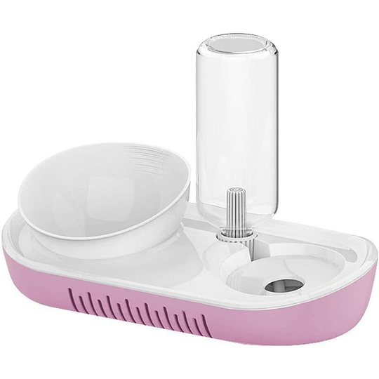 Cat Bowls - Water and Food Bowl Set Automatic Water Dispenser with Food Bowl Cats Food Bowl with Raised Stand(Nordic Powder)
