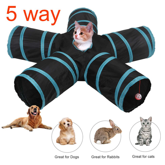 5 Way Pop Up Cat Tunnel Pet Hides Tree Puppy Tube Kitten Toy Rabbit