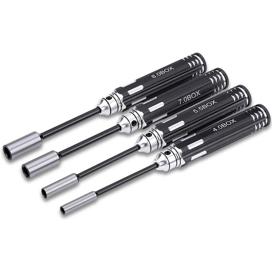 4 Tool Kit Hex Socket Nut Driver Titanium Nitride Screwdriver rc Car Helicopter (4.0, 5.5, 7.0, 8.0mm)