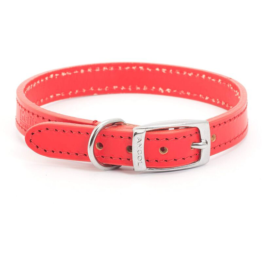 Leather Dog Collar (12 Inch) (Red) - Red - Ancol