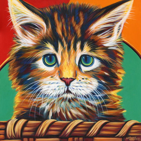 Kitten In Basket I by Carolee Vitaletti - Wrapped Canvas Art Prints