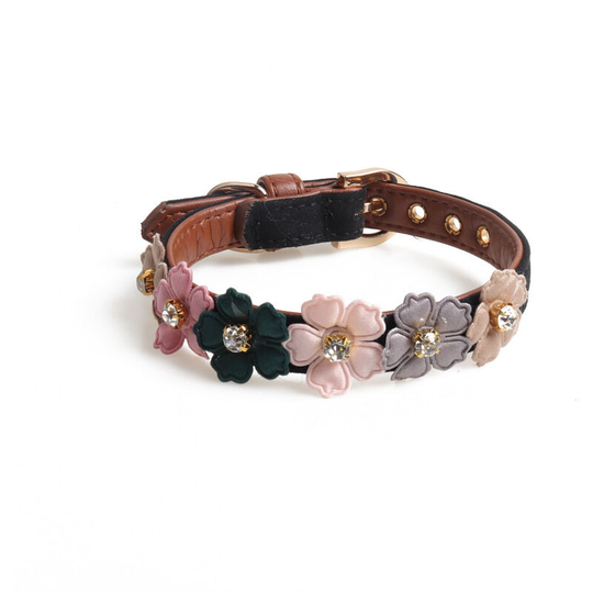Classic Bow Tie Dog Collars, Pet Collar with Flower Diamonds Design Fashionable Dog Cat Collar, for (Black, 1.3 * 42cm)