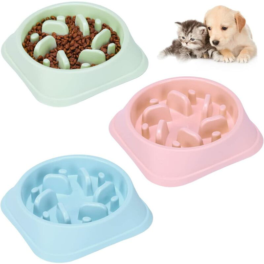 WideSmart 3Pcs Anti Glutton Dog Bowl,Dog Bowl Slow Feeder Slow Feeding Bowl for Dog Slow Feeding Interactive Pet Pet Drinking Water Bowl