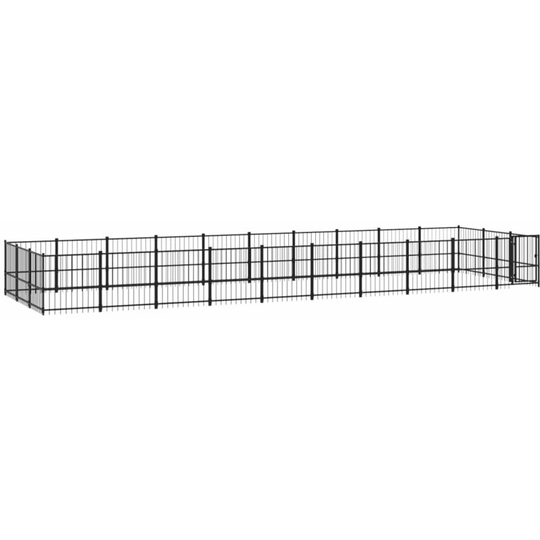 Outdoor Dog Kennel Steel 28.23 m² vidaXL - Black