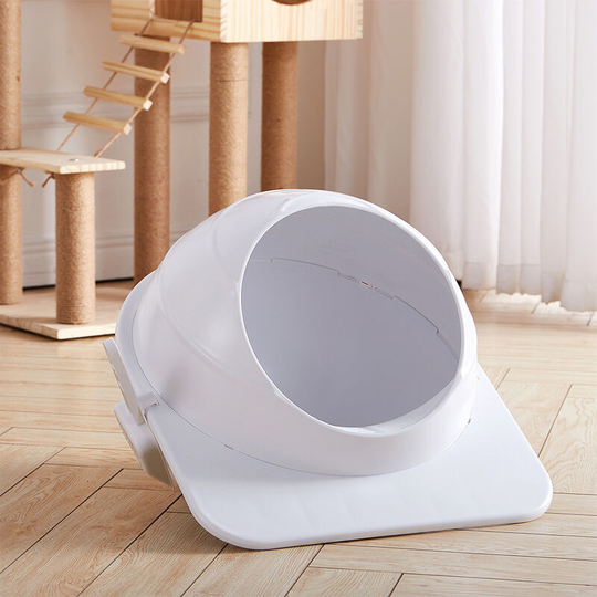 Livingandhome - Kitten Cat Litter Tray Toilet Open Hooded Box, White 46x52.5x36CM