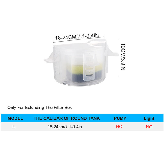 Benobby Kids - Filter box with water pump and light for aquarium Top filter for water purification and oxygenation (L)(including pump and light)