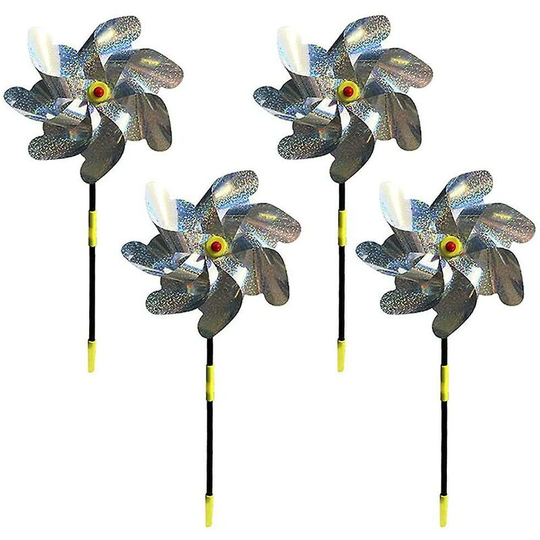Bird Scarecrow Decoration, 4pcs Reflective Windmill, Anti-Bird Windmill, Scarecrow Windmill to Protect and Decorate Garden, Farm, Orchard Silver