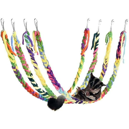 Handmade Sugar Glider Toys Hanging Toy Cage Accessories Bird Rope Perch Swing Toy Random Color-meili