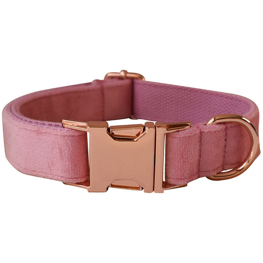 Velvet Dog Collar And Leash, Super Soft And Smooth, Heavy Duty Gold Buckle, Adjustable Dog Collar