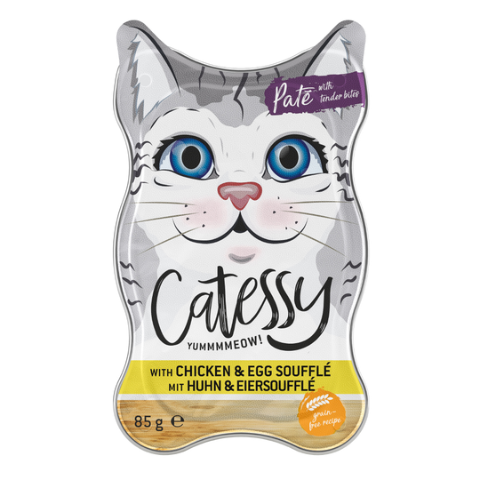 18 x 85g Catessy Fine Pâté Trays Wet Cat Food - 10% Off!* - Chicken & Egg Soufflé