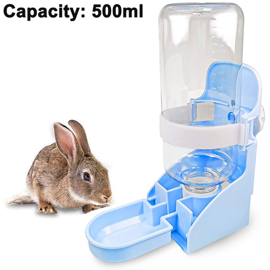 Rabbit Water Bottle, Hanging Water Fountain Automatic Dispenser No Leak WaterFeeder for Bunny Chinchilla Guinea Pig Hedgehog Ferret, blue