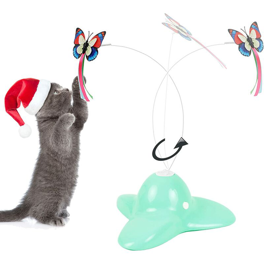 Indoor Interactive Cat Toy with 360° Rotating Butterfly(Green)
