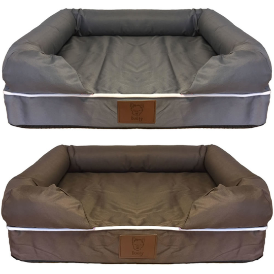 (Grey, Small) Cosy Couch Mattress Dog Bed | Waterproof Canvas Pet Bed