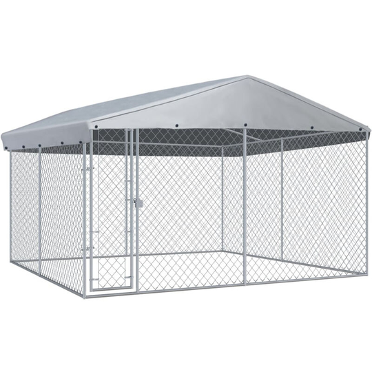 Outdoor Dog Kennel with Roof 382x382x225 cm - Lifcausal