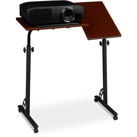 Laptop Table, Large, Height Adjustable, 110 x 80 x 50 cm, Mobile Podium w/ Wheels, Lecturn, Red - Relaxdays