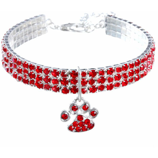 Diamond Pet Collar, Heart Shaped Pendant With Adjustable Diamond Crystal Elastic