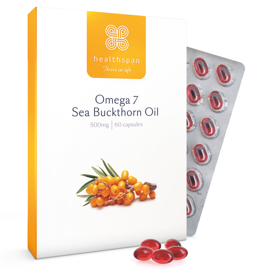 Healthspan Omega 7 Sea Buckthorn Oil 500mg, 60 Capsules, Vegan