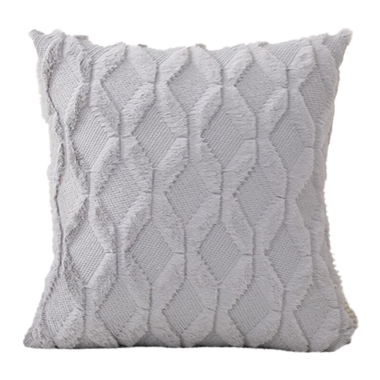 Rabbit quilted plush pillow cover, solid color sofa pillow cover gray 45*45cm