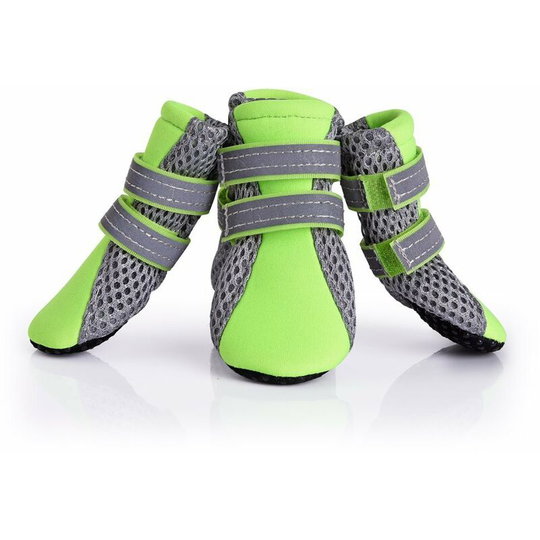 Betterlifegb - Fellow Paw Protector Dog Boots Breathable and Skid-proof with Reflective Straps Bright Green Size Small and Medium Set of 4 (Size