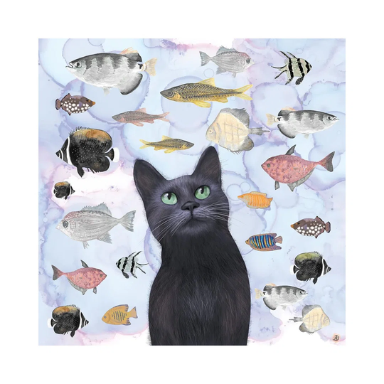 The Hungry Black Cat Gazing At A Fish Tank
