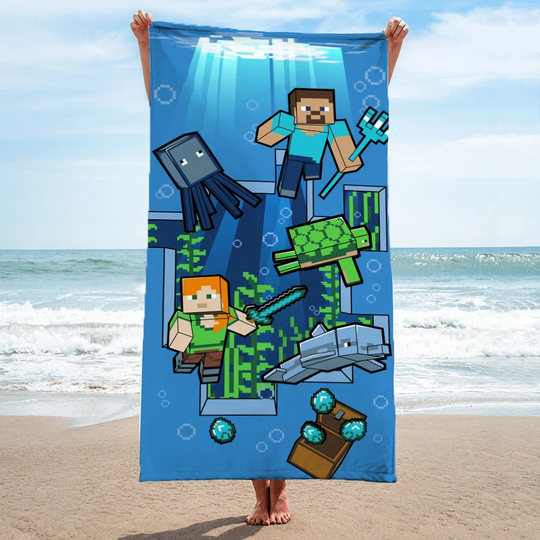 Minecraft 'Underwater Adventure' Beach Towel Standard 100% Cotton