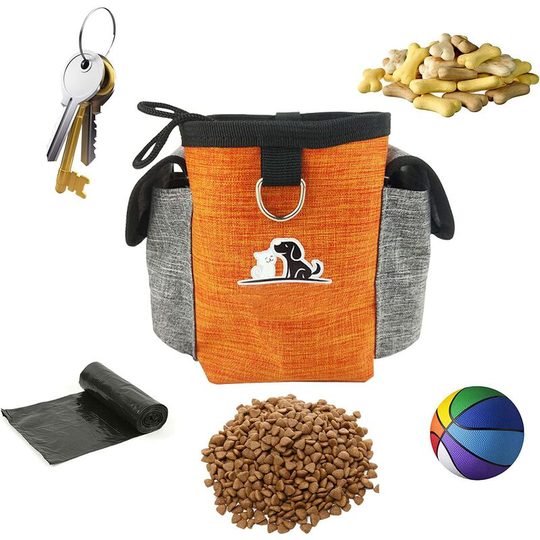 Soekavia - Dog Treat Bag, Dog Walking Bag With Poop Bag Holder, Adjustable Waistband Puppy Training Walking Bag Easily Carries Pet Toys, Kibble,