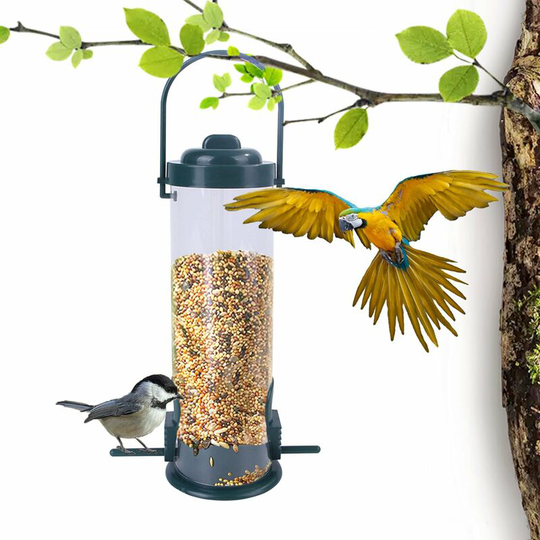 Bird Feeders Hanging Wild Bird Feeder for Outdoors Transparent Premium Plastic with Hanger and 2 Feeding Ports