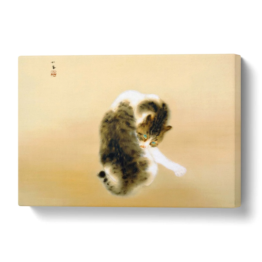 'Cat Grooming Itself' by Takeuchi Seiho - Wrapped Canvas Painting Print