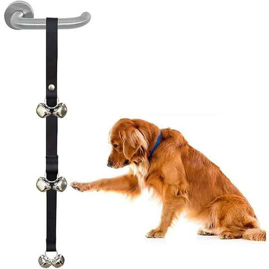 Dog Puppy Potty Training DoorBells - Length Adjustable Dog House Toilet Training Bells(black)