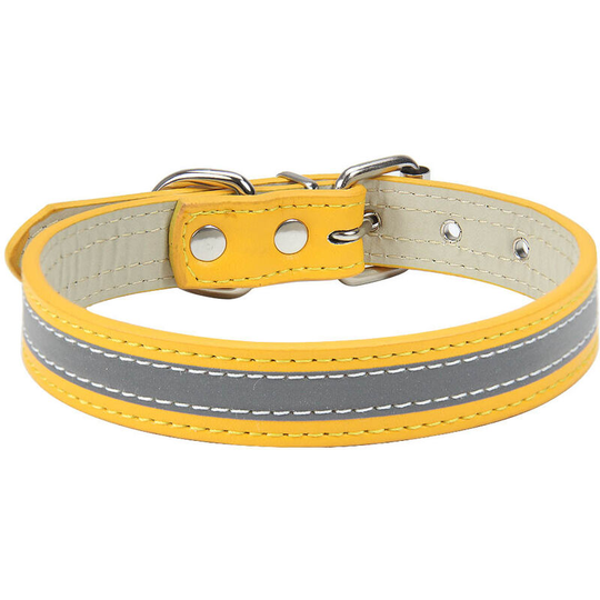 Bette Reflective Pet Collar, Leather, Kitten & Dog Collars, 2 Piece Set, Adjustable Pet Collar in (Gold) s
