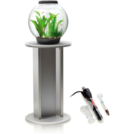 Biorb - Baby 15L Aquarium in Black with Standard led Lighting, Silver Stand and Heater Pack