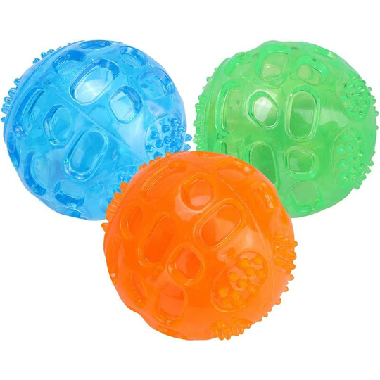 3Pcs tpr Pet Chew Toy Squeaky Dog Chew Ball Puppy Molar Teeth Cleaning Ball Interactive Chew Ball for Small Dogs Soekavia