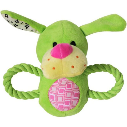 Squeaky Squeaky Dog Toys with 2 handles Plush Dog Sound Toy, Green