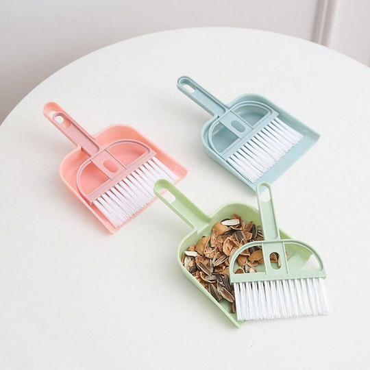 3 Pack Dustpan/Mini Cage Cleaning Broom for Rabbit Guinea Pig Hamster Toilet Plastic Cleaning Brush with Spray Bottle and Bath Sand Dustpan