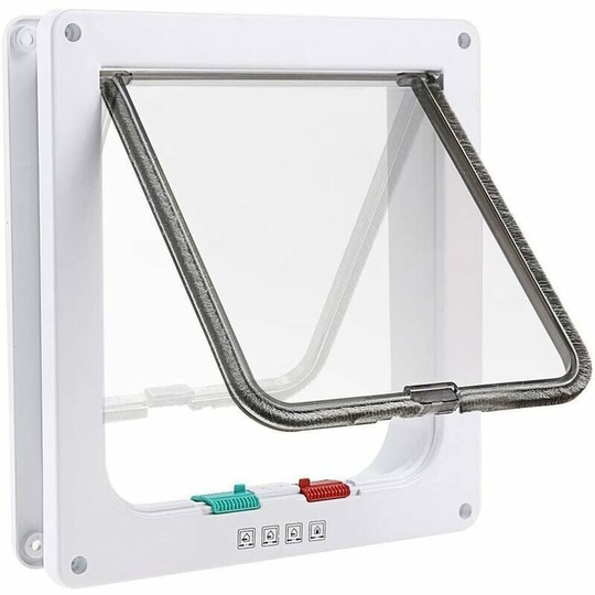 Position Cat Flap Cat Flap with Tunnel Cutout Cover Dog Cat Flap Cat Door with Lock Small Animal Cat Flaps Cat Mate Lockable Easy to Install White(M)
