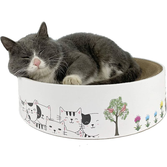 Cat Scratching Post, Round Corrugated Paper Cat Scratching Post, Multifunction High Density Cat Scratcher Recyclable Cardboard Scratching Pad, Cat