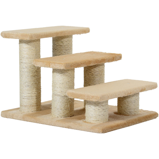 Pet Steps Portable Cat Dog Little Older Animal Easy Climb Stairs Assistance Cream - Deep Cream - Pawhut