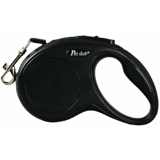 Reflective Retractable Dog Leash - Leash for Large & Small Dogs up to 8kg - Extendable Flat Cat & Puppy Leash - Black - xs - 3m