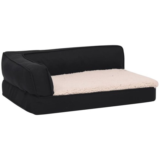 Ergonomic Dog Bed Mattress 90x64 cm Linen Look Fleece Black Vidaxl Black