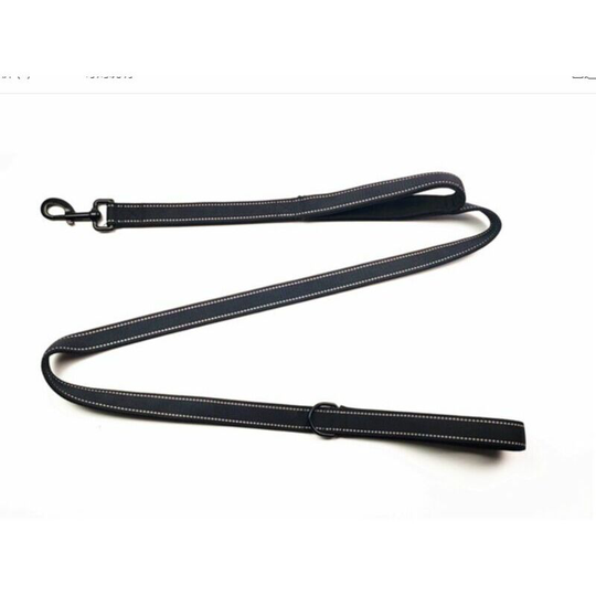 Reflective Dog Leash with Padded Handle and Metal Hook, 1.5m x 2.5cm Nylon for Medium and Large Dogs, Black