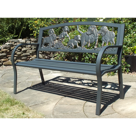 Puppies Themed Steel and Cast Iron Bench
