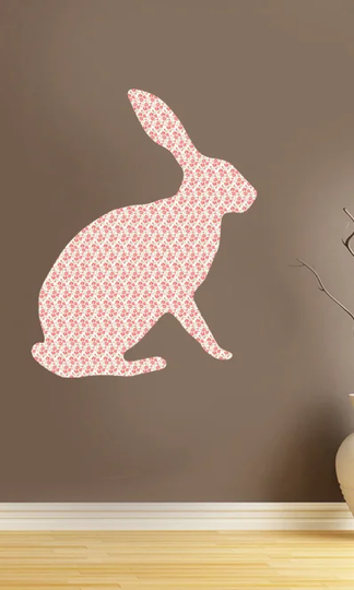 Shabby Elegance Hare Rabbit Floral Wall Sticker