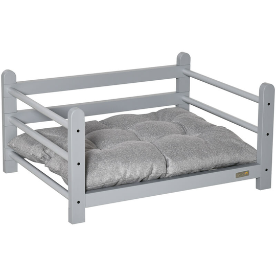 65cm Raised Pet Bed Elevated Dog bed For Small Sized Dogs Cushion - Grey - Pawhut