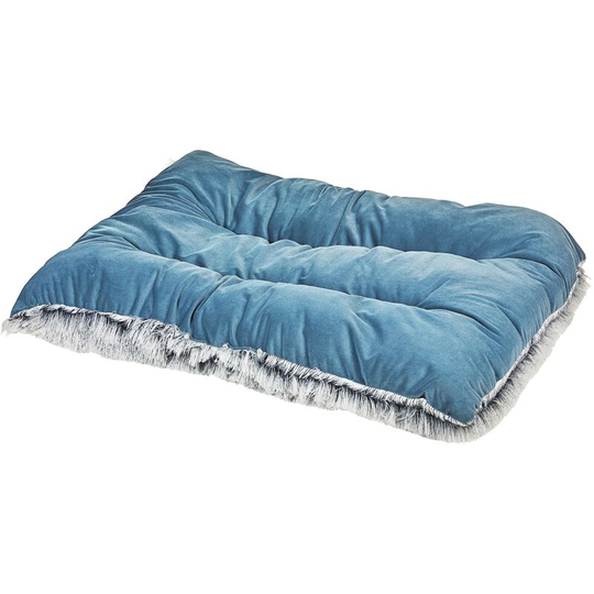 Modern Plush Pet Dog Bed Velvet Polyester with Tassels 90 x 60 cm Blue Ergani - Blue