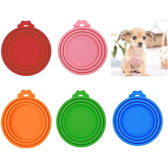 Soekavia - 5 Pack Can Covers Universal Silicone Can Lids for Pet Food Cans, fda Certified Food Grade Silicone & bpa co.ukee (One fit 3 Standard Size