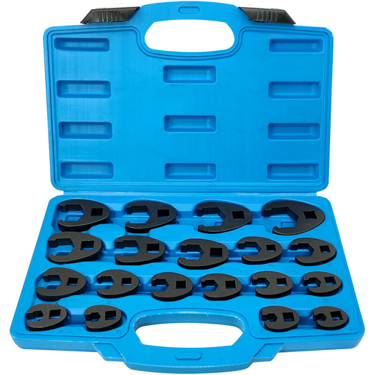 Superseller - 3/8'' and 1/2'' Drive Crowfoot Flare Nut Wrench Set, 19Pcs Metric Tool 8 to 32 mm Sizes, Flare Nut Wrench set