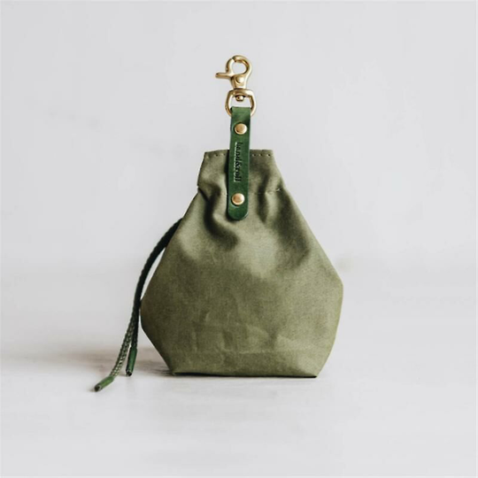 Dog Treat Pouch - Portable Dog Training Treat Bag, Drawstring Sealing Method and Waist Hook Loop Snack Bag Green