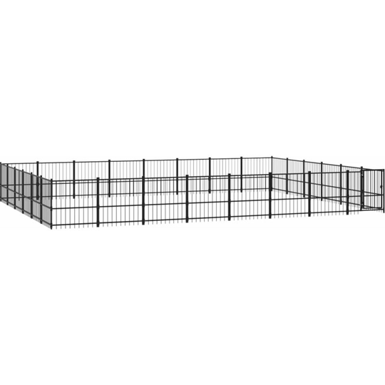 Outdoor Dog Kennel Steel 45.16 m² Vidaxl Black