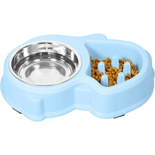 Echoo - Dog Bowl Slow Feeder Bloat Stop Pet Bowl No Chocking Slow Feeder Bloat with No-Spill Non-Skid Mat Stainless Steel Water Bowl for Dogs Cats
